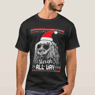 Sleigh All Day Funny Cocker Spaniel Christmas T-Shirt