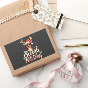 Sleigh All Day Funny Reindeer Christmas Lovers Rectangular Sticker