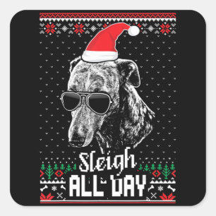 Sleigh All Day Funny Whippet Christmas Square Sticker