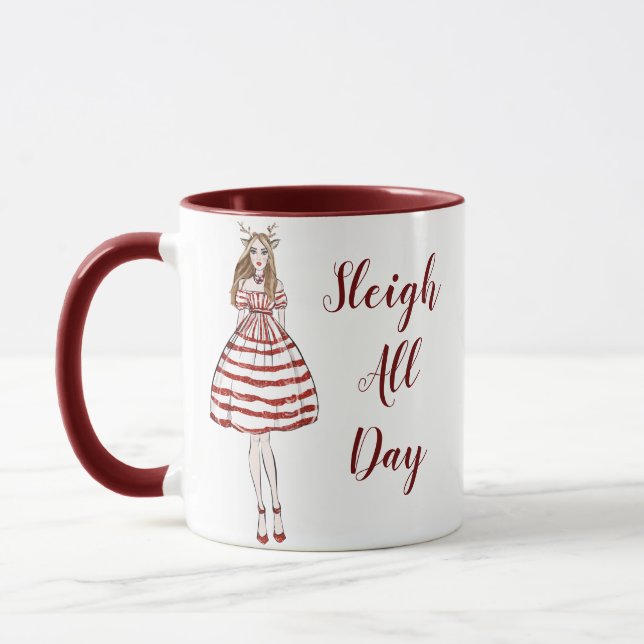 Sleigh All Day Holiday Christmas Coffee Mug (Left)