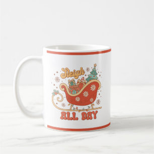 Sleigh All Day Red Sleigh Christmas Tree Holiday  Coffee Mug
