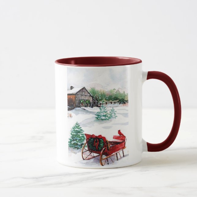 Sleigh and Red Robin Mug (Right)