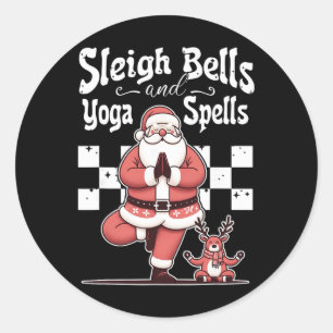 Sleigh Bells And Yoga Spells Christmas Santa Yogi Classic Round Sticker