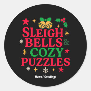 Sleigh Bells & Cosy Puzzles Festive Holiday Gift Classic Round Sticker