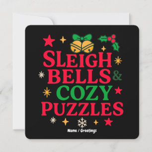 Sleigh Bells & Cosy Puzzles Festive Holiday Gift Invitation
