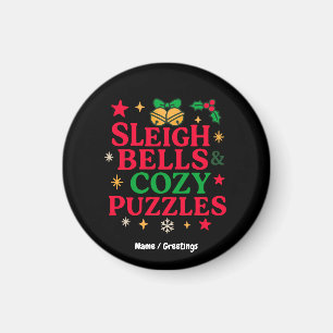 Sleigh Bells & Cosy Puzzles Festive Holiday Gift Magnet