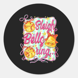 Sleigh Bells Ring Christmas Design For Girls Classic Round Sticker