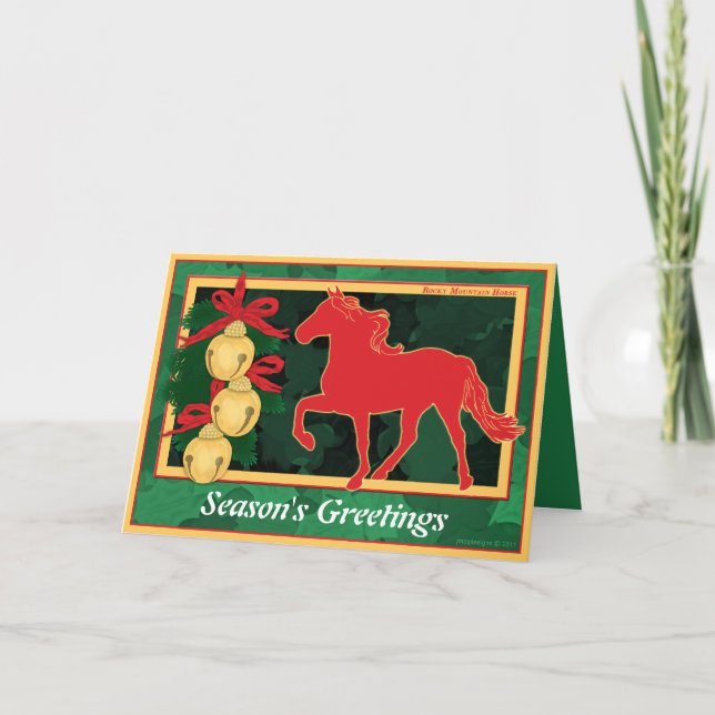 Sleigh Bells Rocky Mountain Horse Christmas Holiday Card (Front)