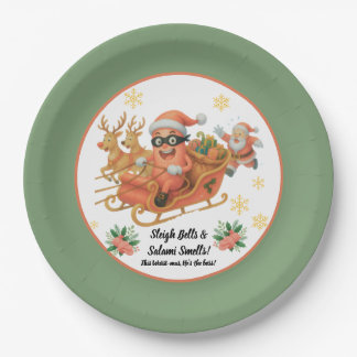 Sleigh Bells & Salami Smells! Paper Plate