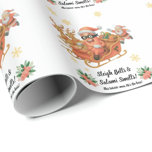 Sleigh Bells & Salami Smells! Wrapping Paper (Roll Corner)