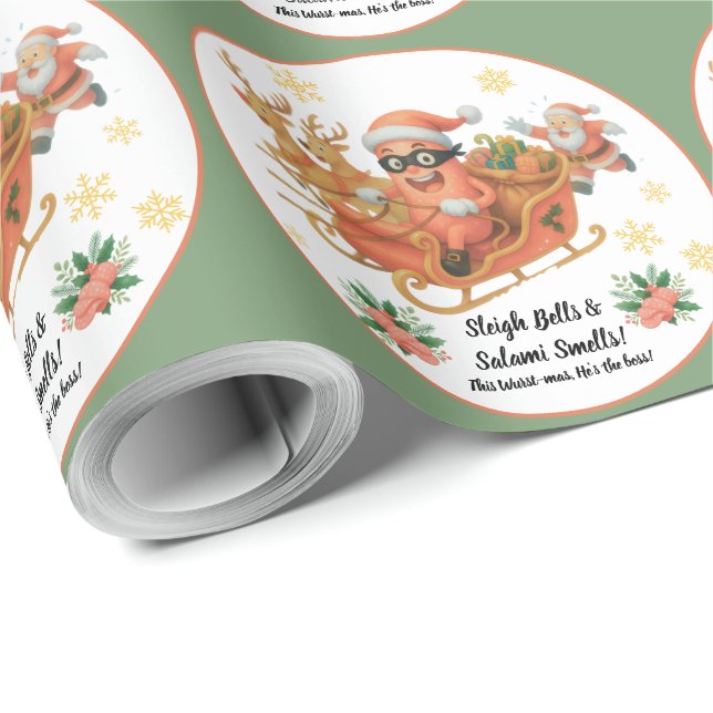 Sleigh Bells & Salami Smells! Wrapping Paper (Roll Corner)