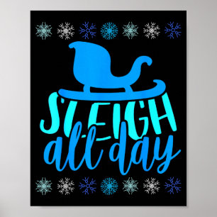 Sleigh day snow fun sled ride with horses or snow poster