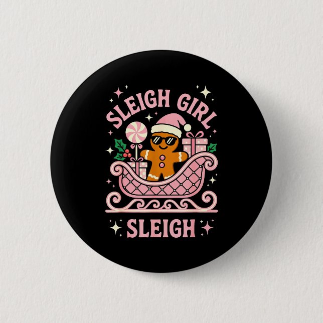 Sleigh Girl Cute Cookie Christmas  6 Cm Round Badge (Front)