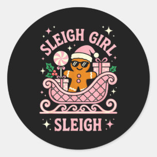 Sleigh Girl Cute Cookie Christmas  Classic Round Sticker