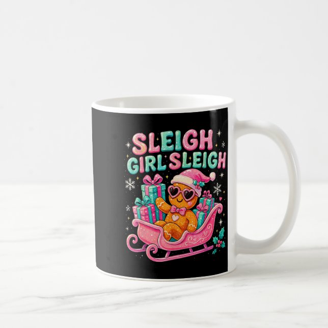 Sleigh Girl Cute Gingerbread Christmas Art  Coffee Mug (Right)
