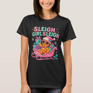 Sleigh Girl Cute Gingerbread Christmas Art  T-Shirt