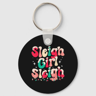 Sleigh Girl Sleigh Christmas Retro Xmas Holiday  Key Ring