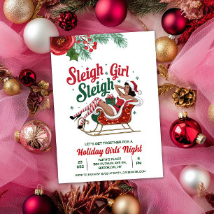 Sleigh Girl Sleigh Holiday Christmas Invitation
