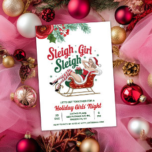 Sleigh Girl Sleigh Holiday Christmas Invitation