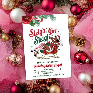 Sleigh Girl Sleigh Holiday Christmas Invitation