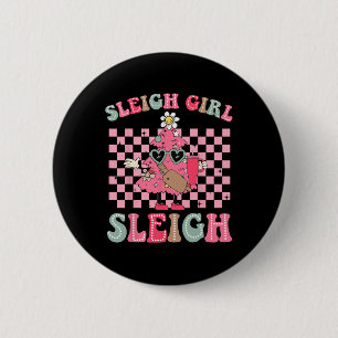 Sleigh Girl Sleigh Pink Christmas Tree Cake Belt G 6 Cm Round Badge