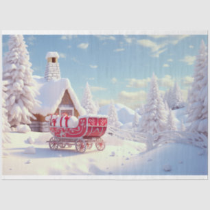 Sleigh in Snow 1 Decoupage Paper