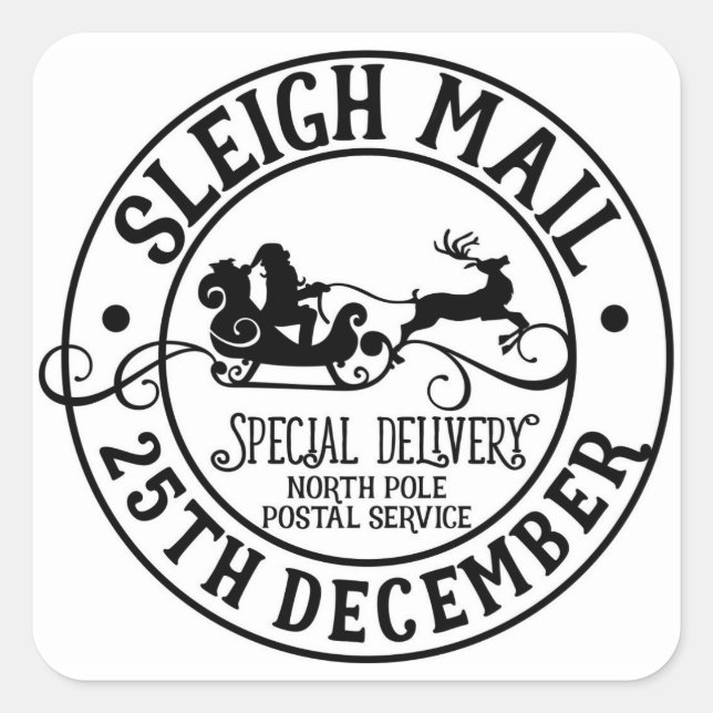 Sleigh Mail Christmas Sticker Santa's Sticker (Front)