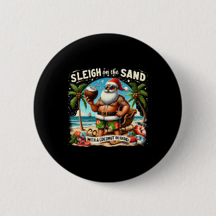 Sleigh On The Sand With A Coconut In Hand Christma 6 Cm Round Badge