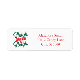Sleigh queen Sleigh Christmas Return Address Label