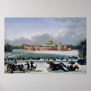 Sleigh Race at the Petrovsky Park in Moscow Poster