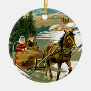 Sleigh Ride Ceramic Ornament