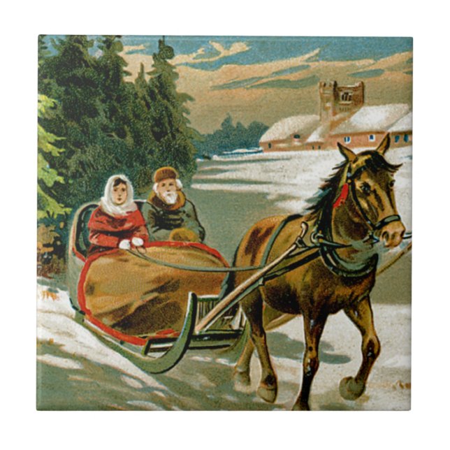Sleigh Ride Ceramic Tile (Front)