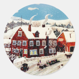 Sleigh Ride Classic Round Sticker