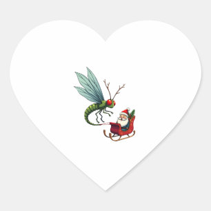 Sleigh Ride Dragonfly Heart Sticker