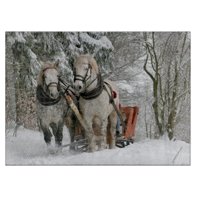 Sleigh Ride in the Snowy Forest Cutting Board (Front)
