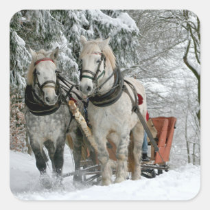 Sleigh Ride in Winter Wonderland Square Sticker