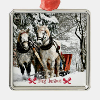 Sleigh Ride, Merry Christmas Metal Ornament