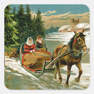 Sleigh Ride Square Sticker