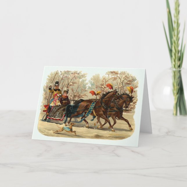 "Sleigh Ride" Vintage Christmas Card (Front)