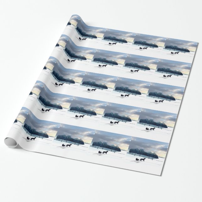 Sleigh Ride Wrapping Paper (Unrolled)