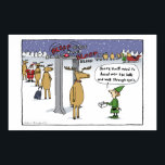 Sleigh Security - Funny Christmas Cartoon Poster<br><div class="desc">Cartoon of Santa Clause and his reindeer going through airline security. Elves are loading baggage from the luggage cart. Metal detector is beeping and elf is saying,  “Sorry,  you’ll need to hand over the bells and walk through again.”</div>