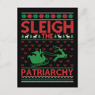 Sleigh The Patriarchy Feminist Christmas Postcard