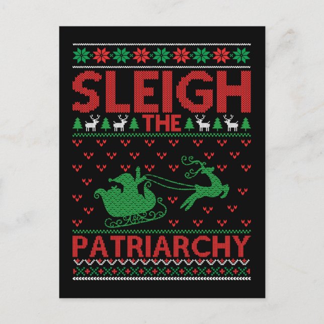 Sleigh The Patriarchy Feminist Christmas Postcard (Front)