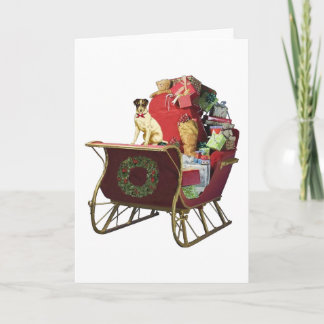 SLEIGH WITH JACK RUSSELL HOLIDAY CARD