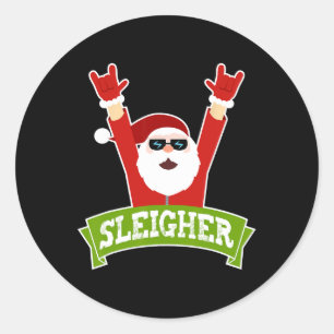 SLEIGHER - Fun Heavy Metal Music Santa - Christma Classic Round Sticker
