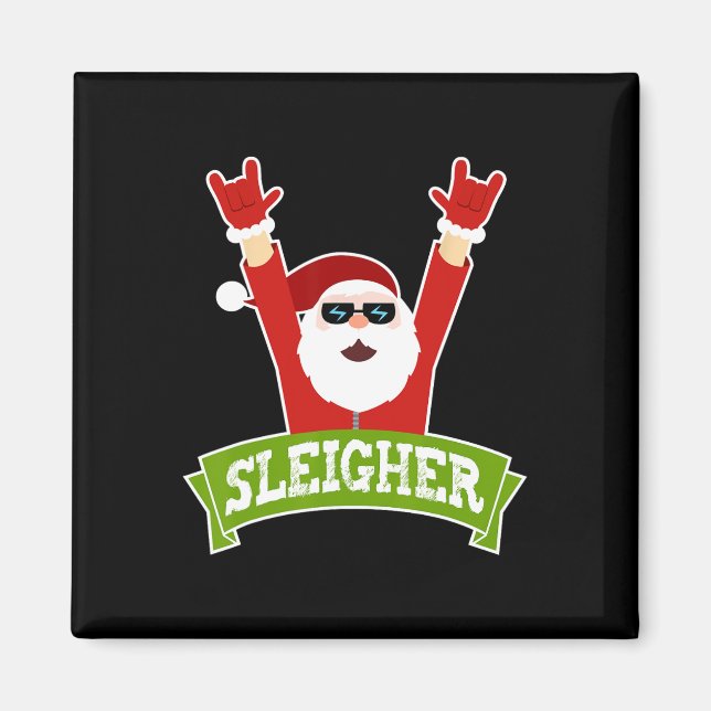SLEIGHER - Fun Heavy Metal Music Santa  - Christma Magnet (Front)