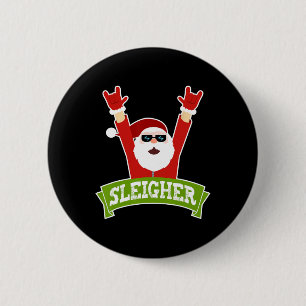 Sleigher - Fun Heavy Metal Music Santa - Christmas 6 Cm Round Badge