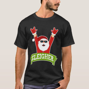 Sleigher - Fun Heavy Metal Music Santa - Christmas T-Shirt