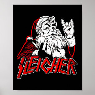 Sleigher Hail Santa Heavy Metal Christmas For Men Poster