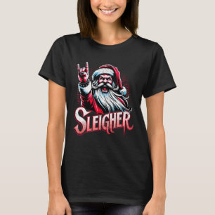 Sleigher Hail Santa Heavy Metal Christmas For Men T-Shirt